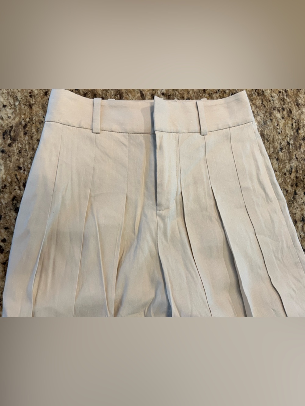 Alice & Olivia Pleated High-Waist pants in Light Cream